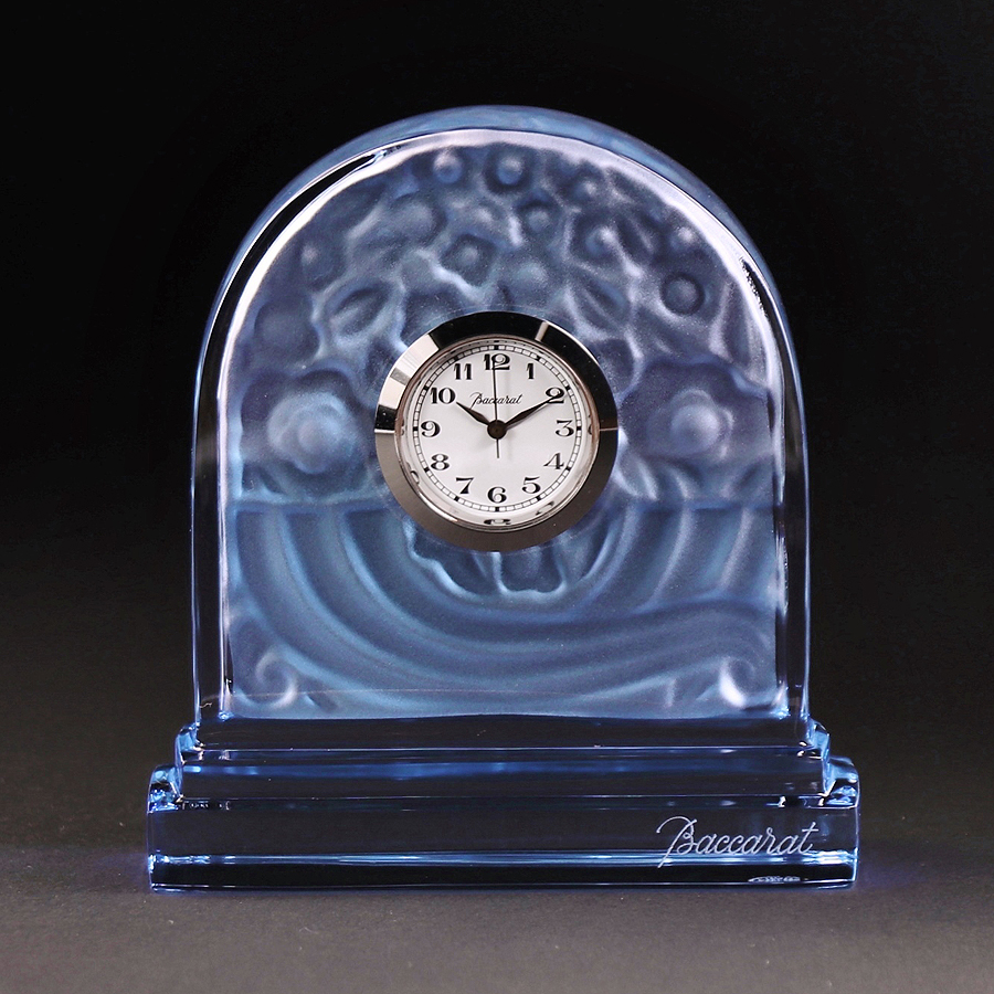 [.] France [ baccarat Baccarat] crystal basket *ob* avant Dance Switzerland made quartz blue clock H7.7cm SG98