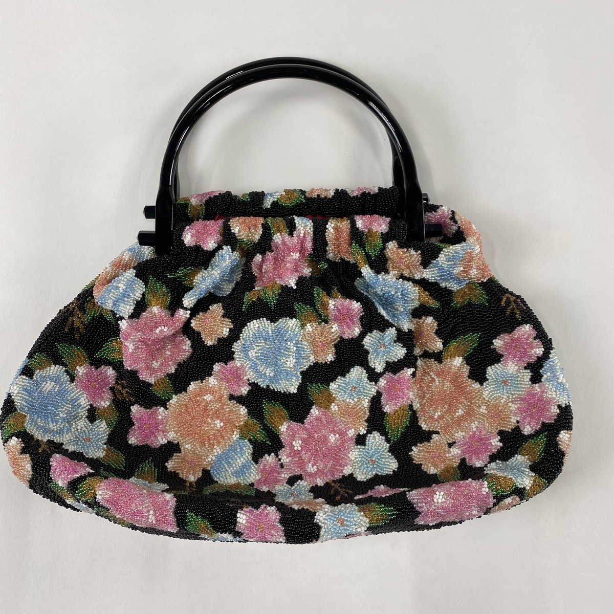 楽天カード分割 和装バッグ 美品 優品 ビーズバッグ フォーマル 花柄 黒 ビーズ 和装小物 内祝い Kwsrbd Com