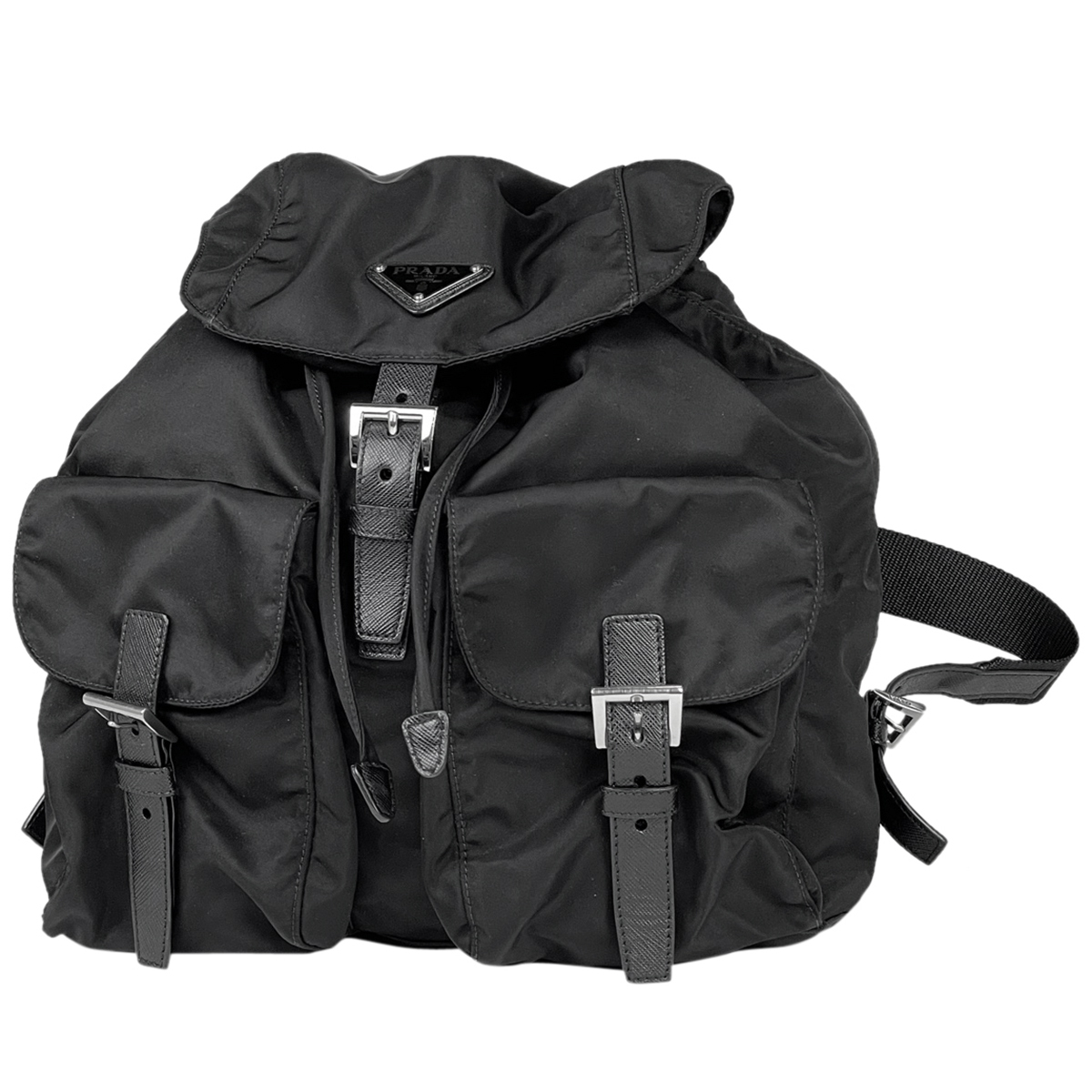 日本製 テスートナイロン リュック バックパック デイパック リュックサック ロゴプレート Prada プラダ 送料無料 Used ネロ ブラック 中古 レディース 1bz811 バッグ