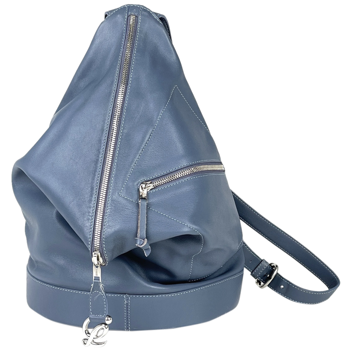 新品登場 中古 レディース ブルー レザー リュック ロゴ デイパック バックパック リュックサック アントン Loewe ロエベ 送料無料 Used バッグ Meorboston Org