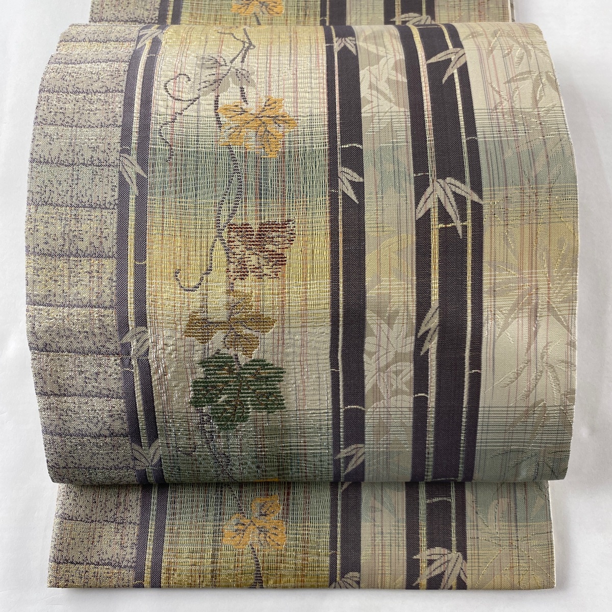 □伝統工芸士 時枝洋海 全通柄袋帯 唐織 泥染 舞桜 銀糸 やまと誂製