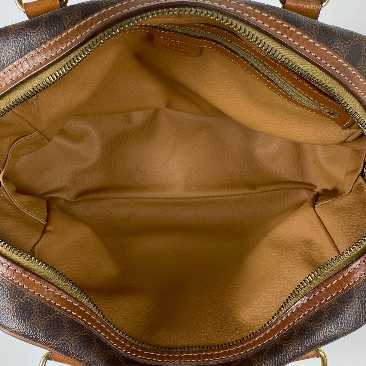  Celine CELINE Macadam pattern handbag handbag Mini Boston handbag coating canvas Brown lady's used 