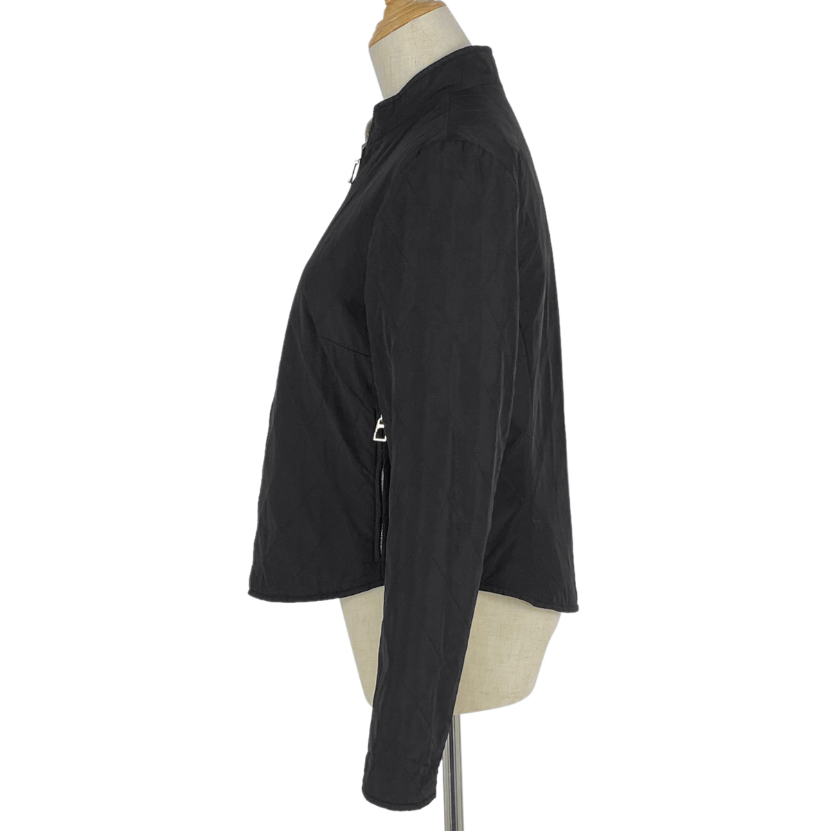  Hermes HERMES двусторонний жакет внешний стеганная куртка нейлон полиэстер черный бежевый женский б/у 