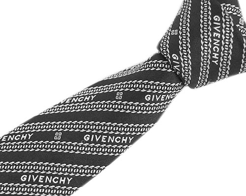 ji van si. галстук GIVENCHY Givenchy мужской Jaguar do Logo + полоса шелк 100% черный / белый 40353
