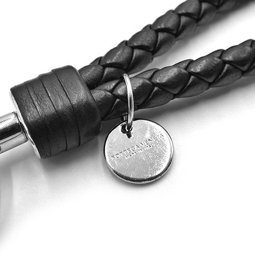  Bottega Veneta кольцо для ключей BOTTEGA VENETA кожа сетка брелок для ключа чёрный черный мужской OJ10596