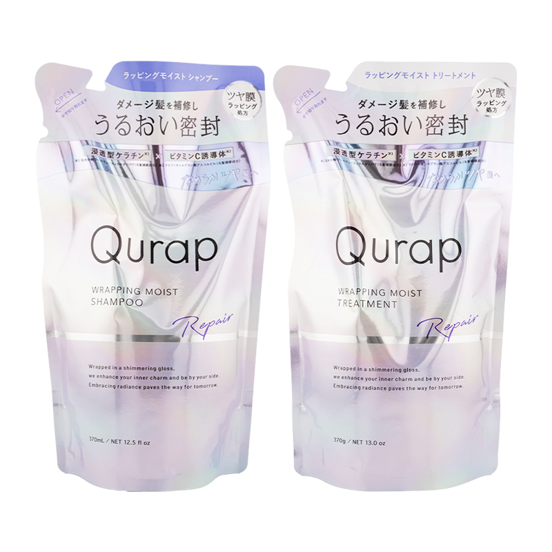 Qurap キュラップ ラッピングモイストシャンプー＆トリートメント セット（370ml＋370g）×1個 ヘアシャンプーの商品画像