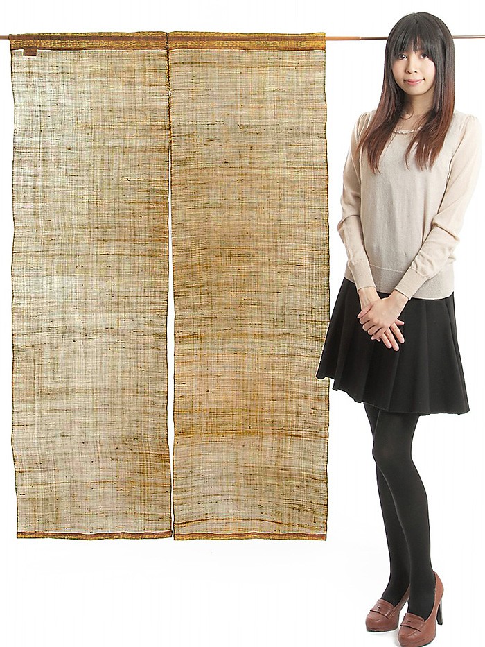 のれん 暖簾 おしゃれ 和風 ロング 麻 夏用 90×150cm こげ茶 無地
