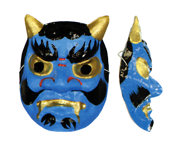 くわえ面 咥え面 お面 青鬼 面 お稽古 能面 小道具 祭り 踊り 舞台