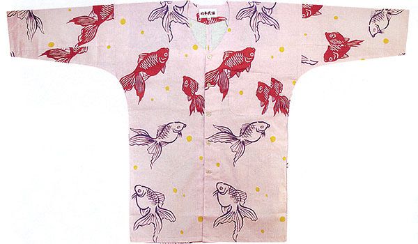 鯉口シャツ 祭り ダボシャツ メンズ レディース ピンク地 金魚 祭り