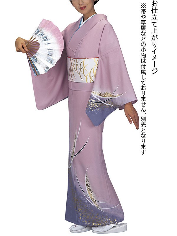 訪問着 着物 反物 女性 男性 踊り 絵羽 紅藤色 藤鼠 露芝 洗える着物