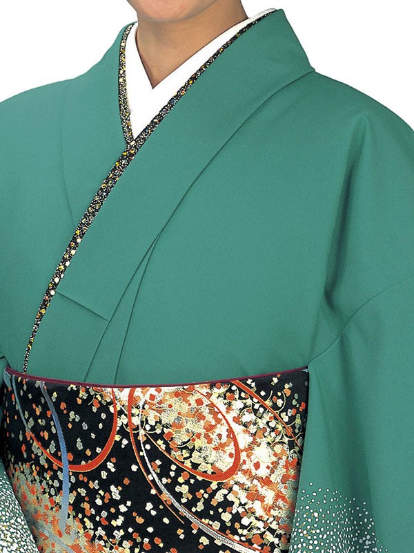 訪問着 女性 胴抜き プレタ 踊り 絵羽 洗える着物 シルク加工 浅葱色地