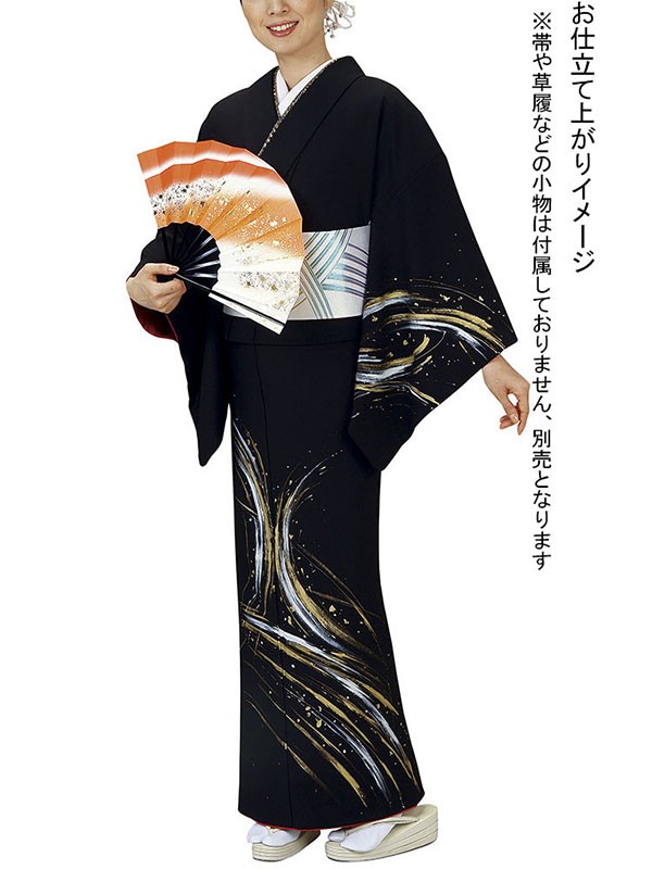 訪問着 着物 反物 女性 男性 結婚式 黒 風 洗える着物 : カメヤ