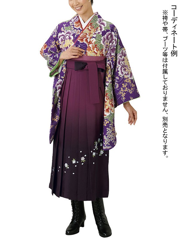 振袖 着物 花柄 黒紫　　袴にもよく合います♪ 袴下着物 振袖 晴れ着 レディース 袴用着物 成人式 卒業式 謝恩会 祭り