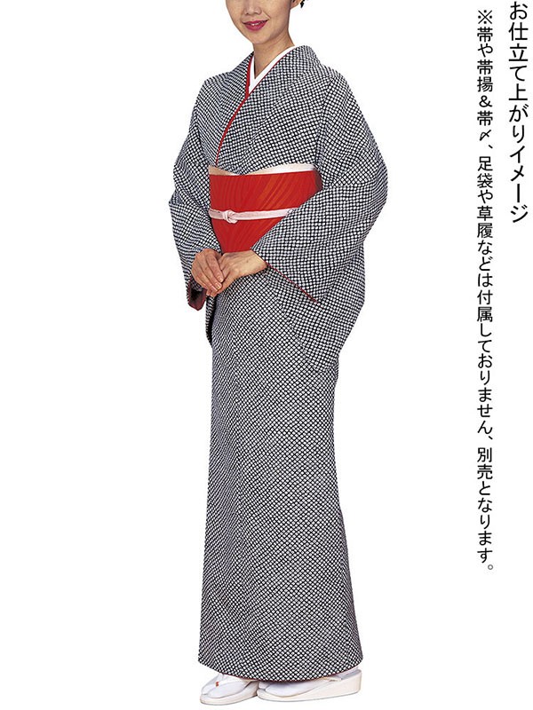 小紋 着物 反物 レディース ちりめん 踊り 舞台 シック 洗える着物 黒 