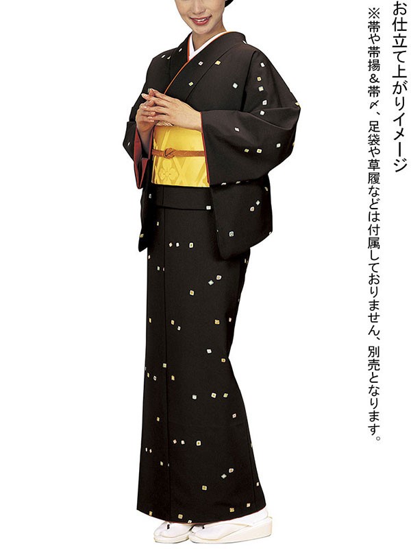 小紋 着物 反物 レディース ちりめん 踊り 舞台 シック 洗える着物