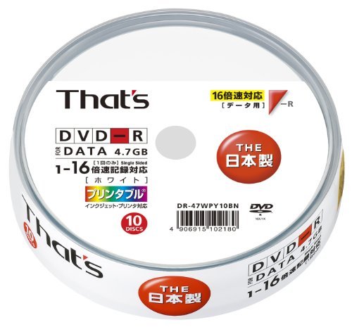 データ用DVD-R 16倍速 10枚 DR-47WPY10BN