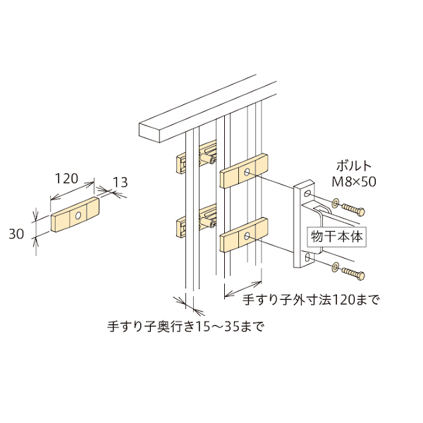 川口技研 ホスクリーン 手すり子付パーツ HP-4S-ST その他洗濯用品の商品画像