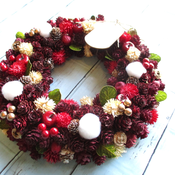  lease red cotton garden natural lease L size diameter approximately 31.5cm Christmas wreath CM1370-A.. flower stylish natural entranceway door nature material raw materials handmade 