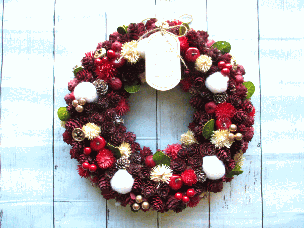  lease red cotton garden natural lease L size diameter approximately 31.5cm Christmas wreath CM1370-A.. flower stylish natural entranceway door nature material raw materials handmade 