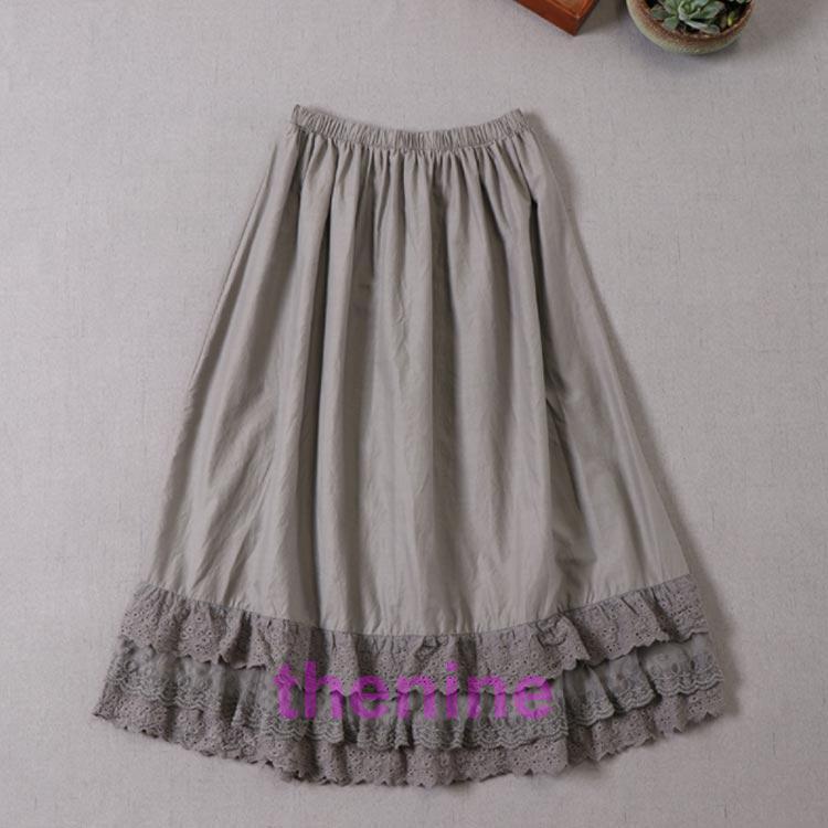 pechi coat skirt lady's long Grace .= cotton 100% hem race cotton pechi skirt .. prevention piling put on Layered under skirt white 