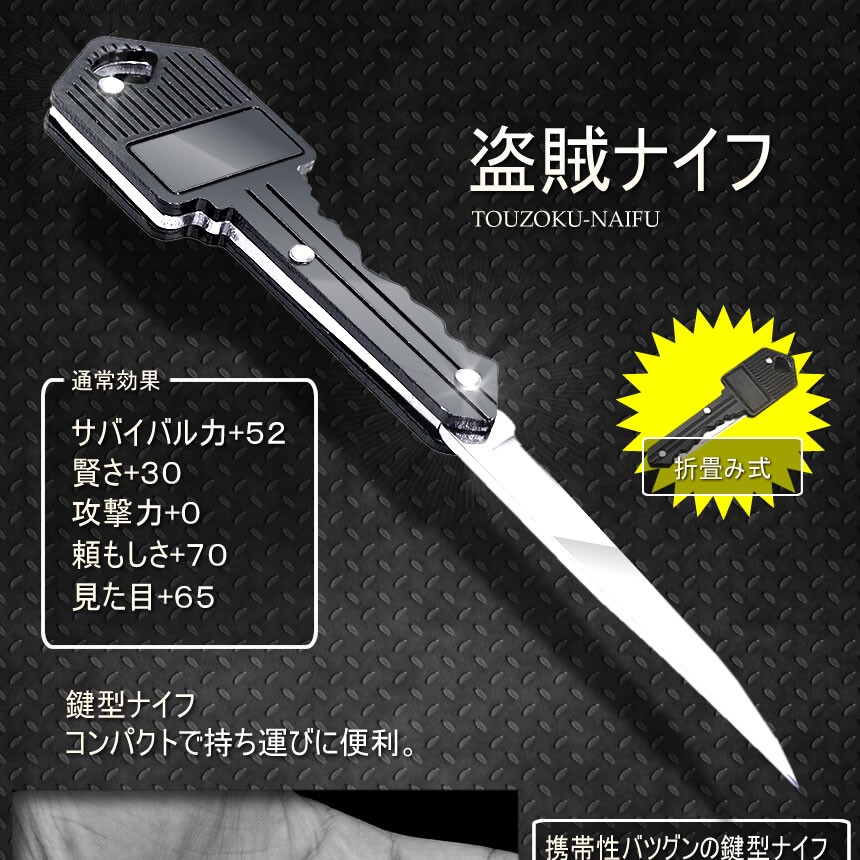 盗賊ナイフ 鍵型 アウトドア ナイフ コンパクト 折り畳み 持ち運び キャンプ 釣り 小型 Touzokunaifu F0123 1a Com Shot 通販 Yahoo ショッピング