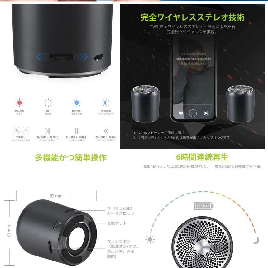 クリアな音♪コンパクトワイヤレススピーカー クリアな音♪コンパクトワイヤレススピーカー - メルカリ