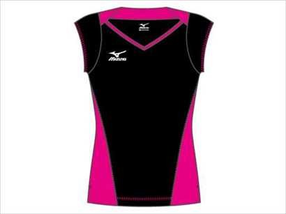  Mizuno mizuno French sleeve p Ractis shirt (wi men's ) 97: black × Berry pink 