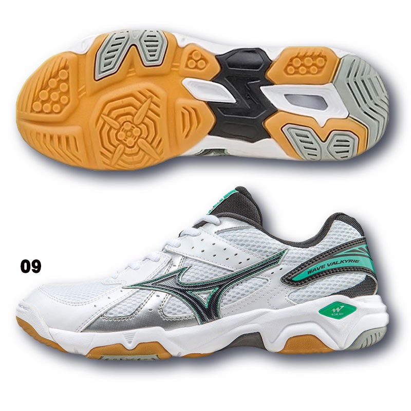 MIZUNO ウエーブワルキューレ V1GC155209 （ホワイト×ブラック×グリーン） バレーボールシューズの商品画像