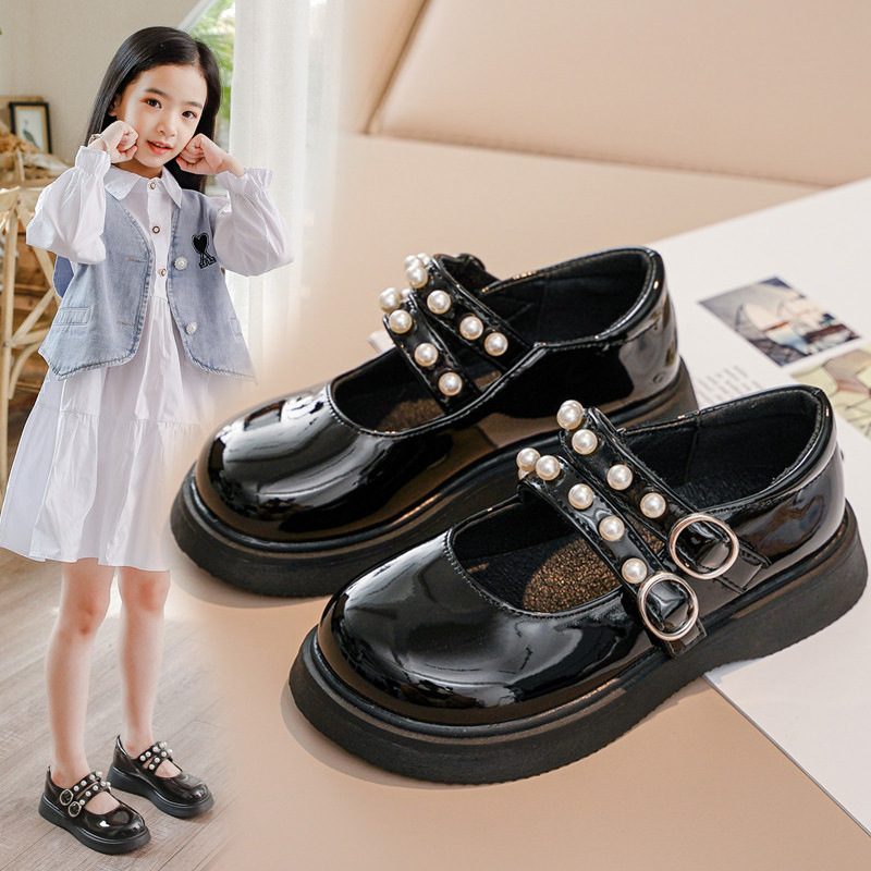  формальная обувь обувь Loafer детский Kids Junior девочка обувь текстильная застёжка искусственная кожа раунд tu поддельный жемчуг жемчуг style 