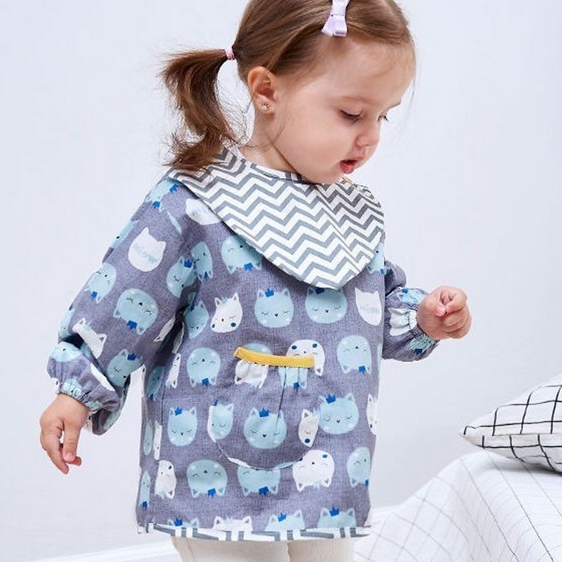 市場 長袖スモック 幼稚園 エプロン 女の子 アニマル 子供用 男の子 クマ キッズ 防水