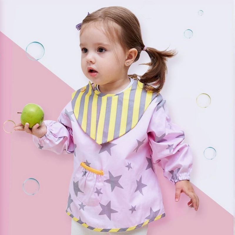 市場 長袖スモック キッズ エプロン 幼稚園 クマ アニマル チェック 男の子 女の子 子供用