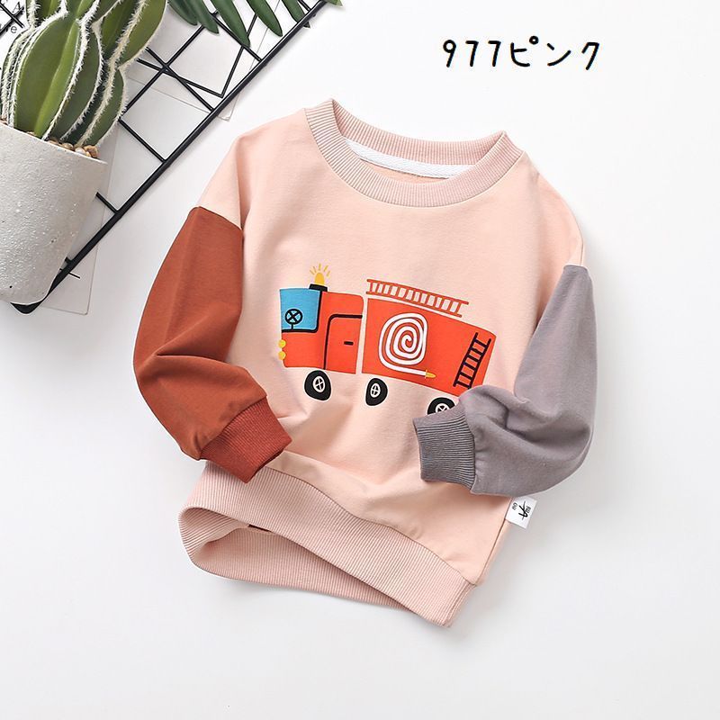 スーパーセール 胸ポケット 消防車 裏毛 スウェット 男の子 女の子 長袖 子供服 キッズ トレーナー ゾウ リブ ラウンドネック 手書き イラストプリント シマウマ トレーナー サイズ 90cm