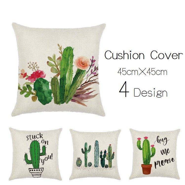 クッションカバー 45cm 45cm クッション用カバー カバー単体 カバーのみ インテリア 正方形 ファスナー サボテン 英字 英文 イラスト カラ Zak 7 Kawaemon 通販 Yahoo ショッピング