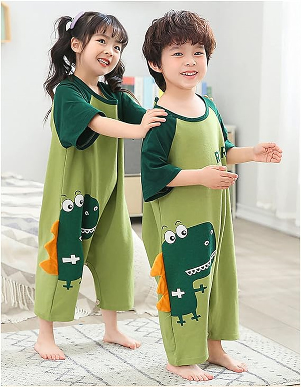  пижама Kids для мужчин и женщин симпатичный динозавр рисунок короткий рукав Kids пижама детский комбинезон все в одном салон одежда спальная одежда девушки boys свободно лето 100~140cm