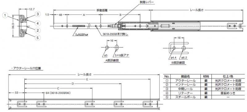  sliding rail LAMP 3618-350