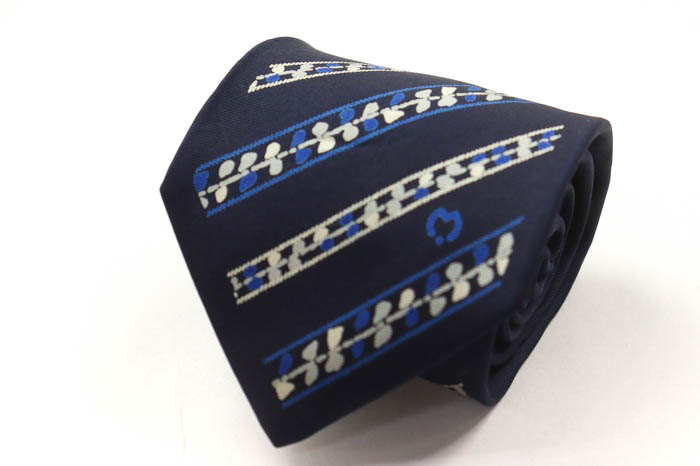  Mila Schon бренд галстук Logo полоса рисунок шелк Италия производства мужской темно-синий mila schon