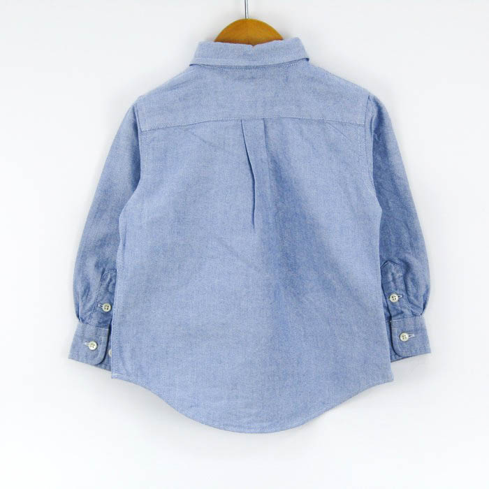  Ralph Lauren длинный рукав оскфорд рубашка кнопка down . изначальный Logo одноцветный tops baby для мальчика 90 размер голубой RALPH LAUREN