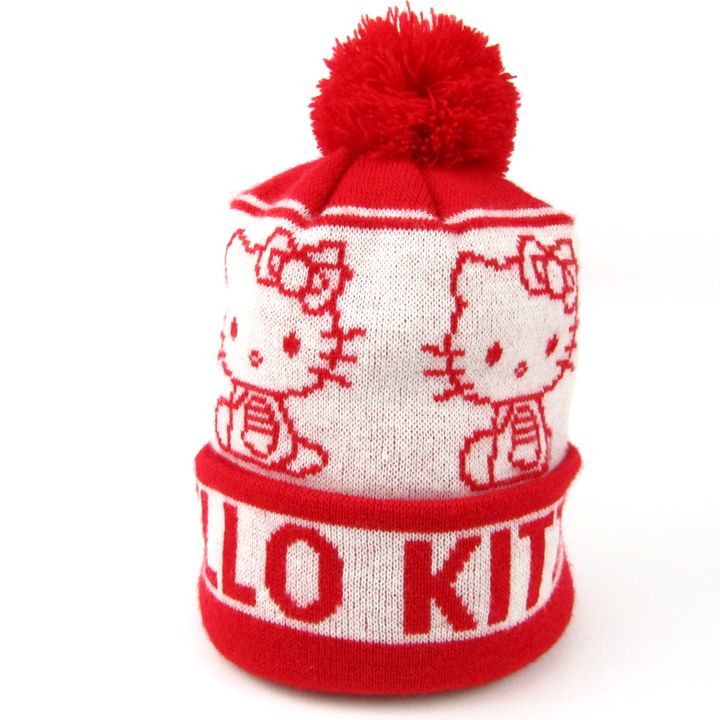  Hello Kitty вязаная шапка вязаная шапка . Sanrio Kids для девочки красный HELLO KITTY