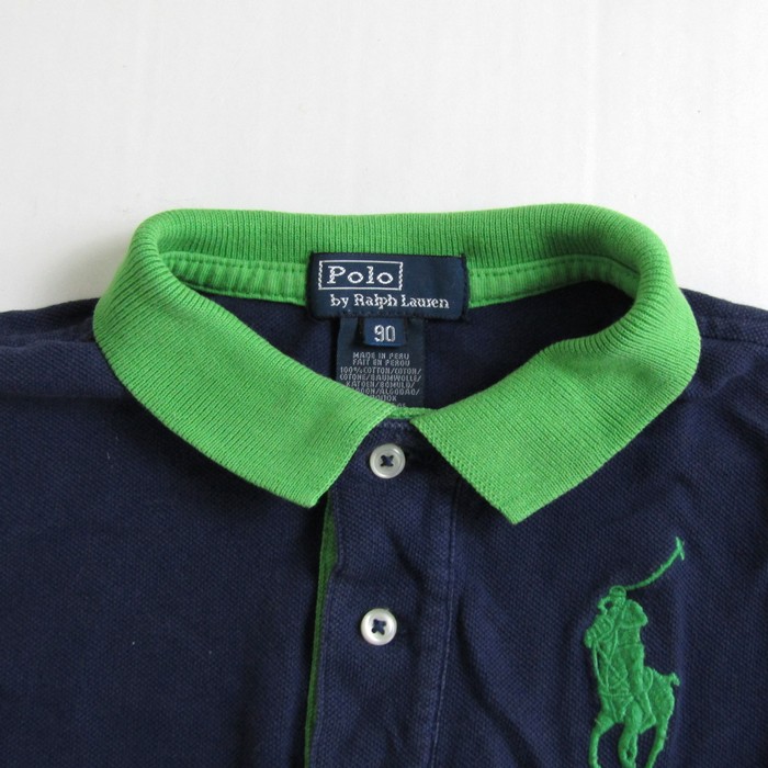  Polo bai Ralph Lauren рубашка-поло tops короткий рукав большой po колено Logo baby для мальчика 90 размер темно-синий × зеленый Polo by Ralph Lauren