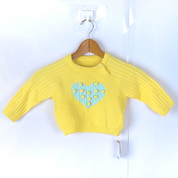 b Lee z свитер tops длинный рукав Heart рисунок pompon имеется не использовался товар baby для девочки 80 размер желтый BREEZE