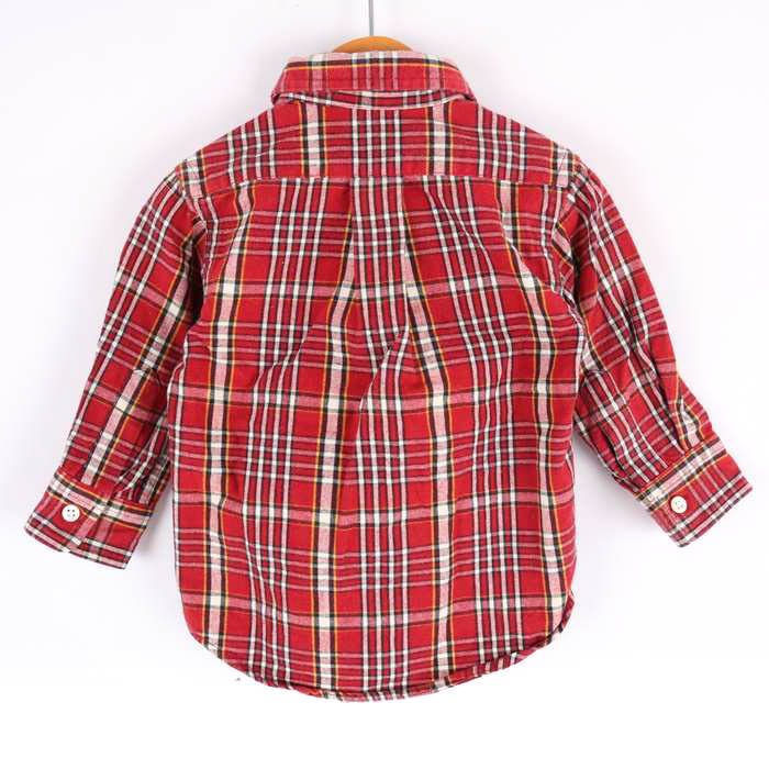  Ralph Lauren рубашка с длинным рукавом tops в клетку кнопка down baby для мальчика 80 размер красный RALPH LAUREN