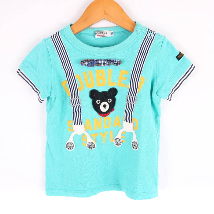  Miki House короткий рукав футболка tops животное рисунок Dub рубин сделано в Японии baby для мальчика 90 размер синий серия MIKIHOUSE