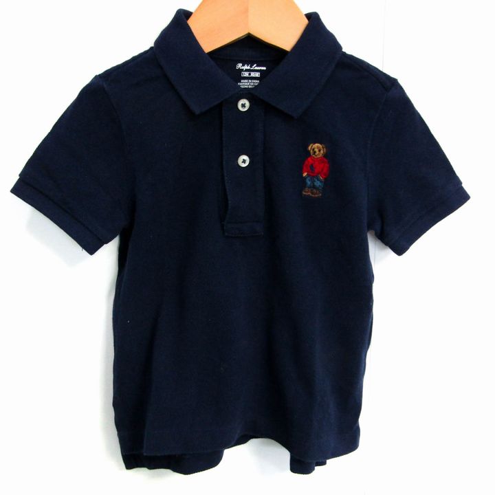  Ralph Lauren рубашка-поло с коротким рукавом tops Polo Bear - baby для мальчика 12M 80/48 размер темно-синий RALPH LAUREN