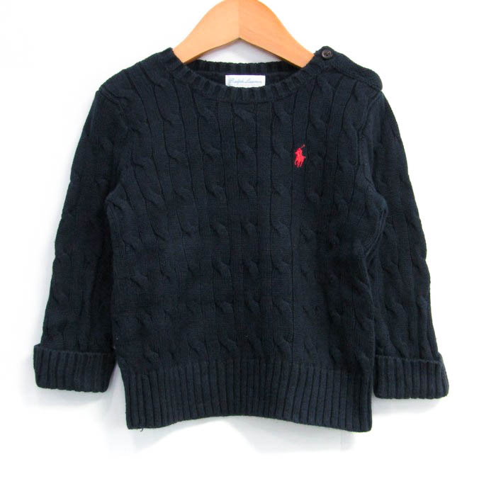  Ralph Lauren свитер tops длинный рукав кабель вязаный baby для мальчика 18M размер темно-синий RALPH LAUREN