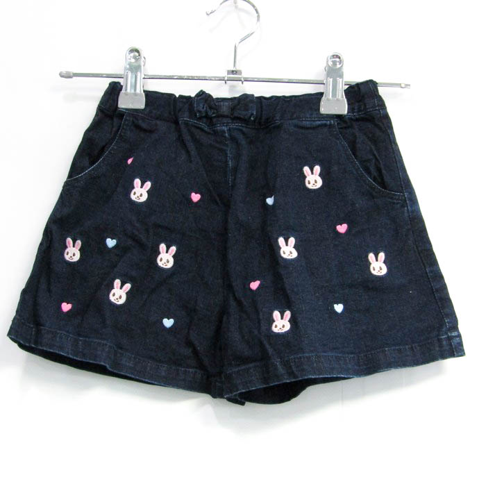  Miki House шорты низ юбка-брюки Denim животное рисунок baby для девочки 90 размер темно-синий MIKIHOUSE
