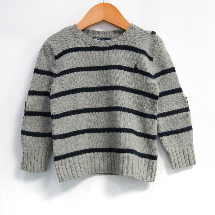  Polo bai Ralph Lauren свитер длинный рукав вязаный шерсть . baby для мальчика 24M 90/52 размер серый × темно-синий Polo by Ralph Lauren