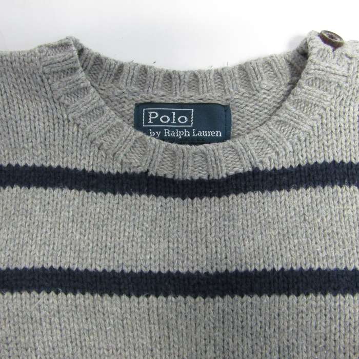  Polo bai Ralph Lauren свитер длинный рукав вязаный шерсть . baby для мальчика 24M 90/52 размер серый × темно-синий Polo by Ralph Lauren