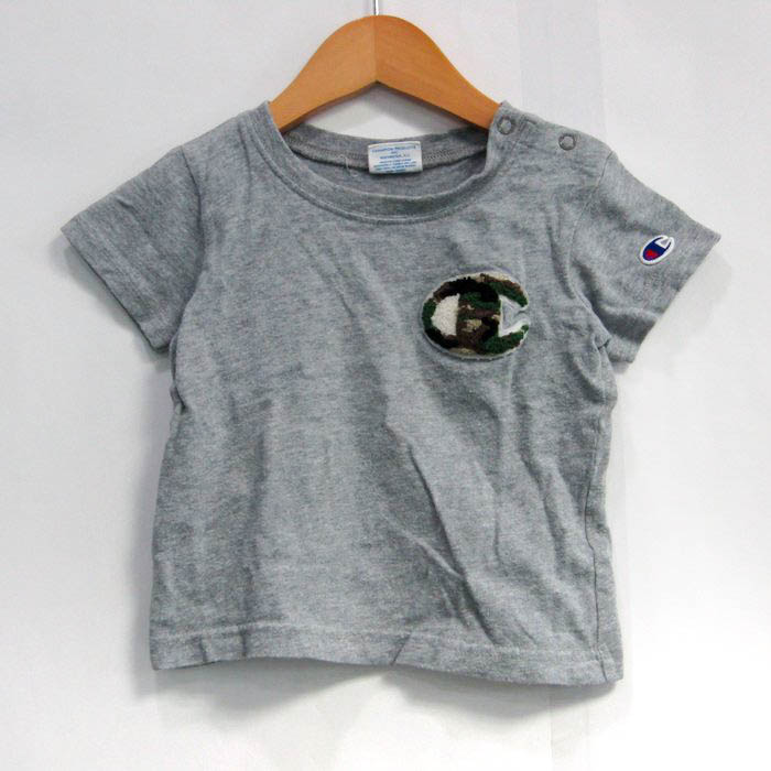  Champion короткий рукав футболка tops Logo T плечо зажим baby для мальчика 90 размер серый Champion