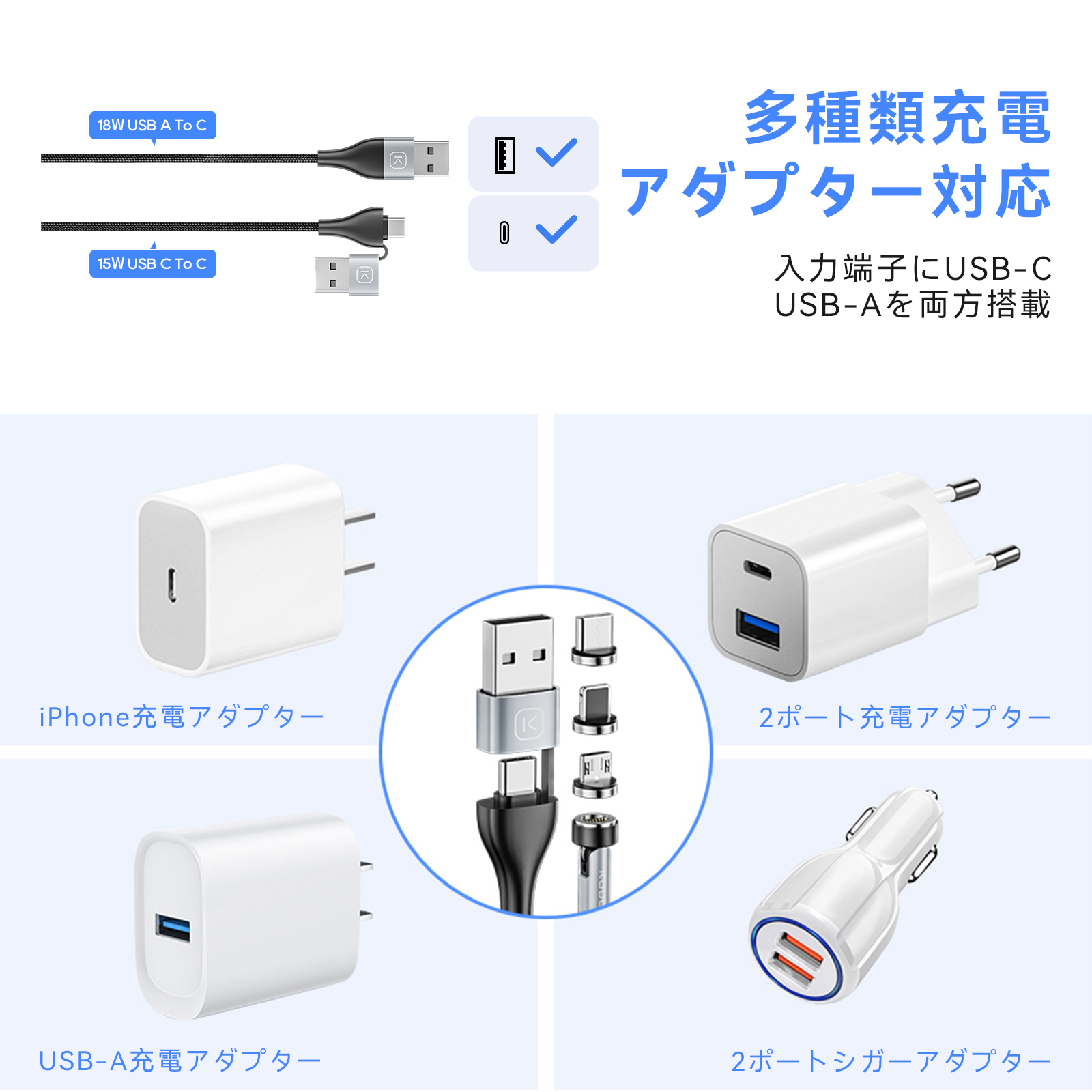  magnet 6in1 charge code 540 times rotation 7 pin 3A sudden speed charge data communication magnet lightning Type-C iPhone charger charge cable one hand operation Android