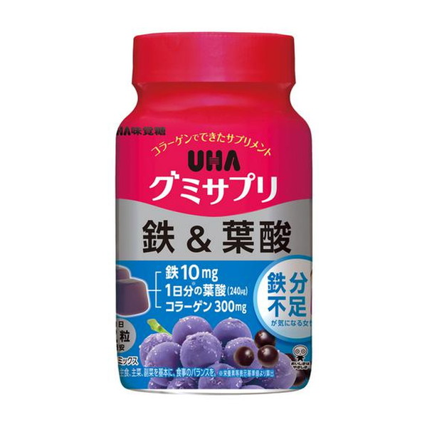 UHAグミサプリ 鉄＆葉酸 アサイーミックス味 30日分 ボトル×6の商品画像